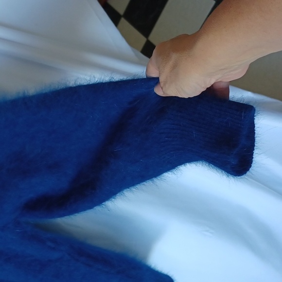 Celan of California cardigan fuzzy blazer, size L, Blue, lined - Picture 5 of 7